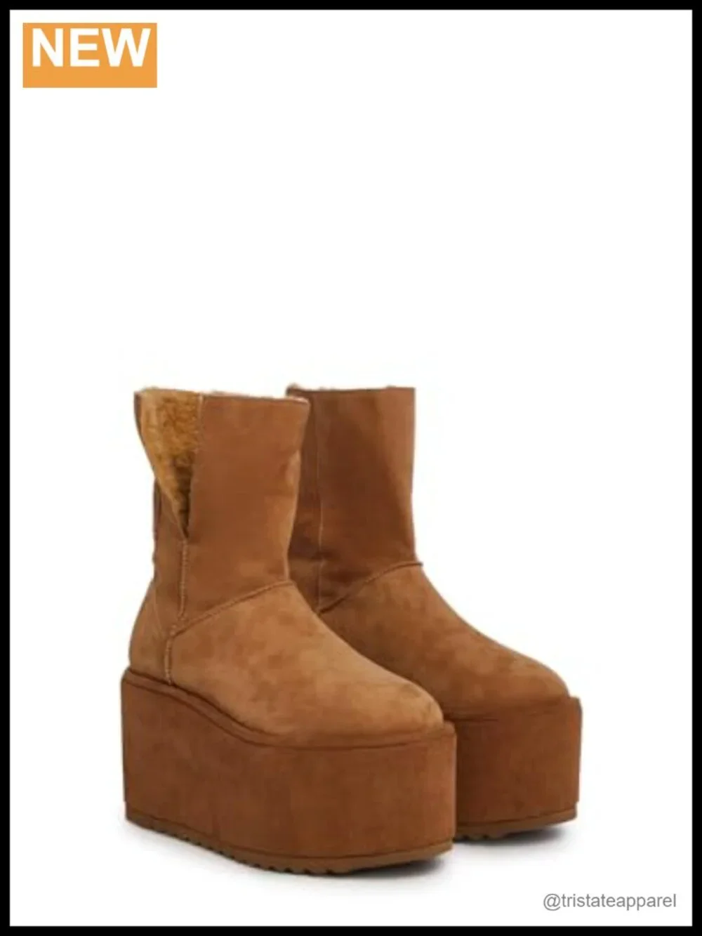 Fleece Lined Suede Platform Boots Winter Booties